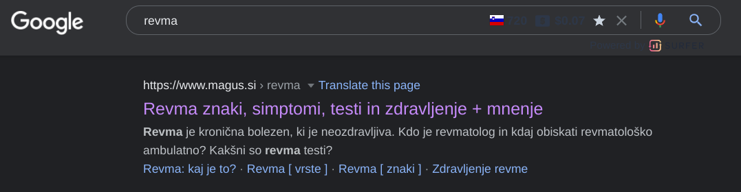 ključne besede - revma