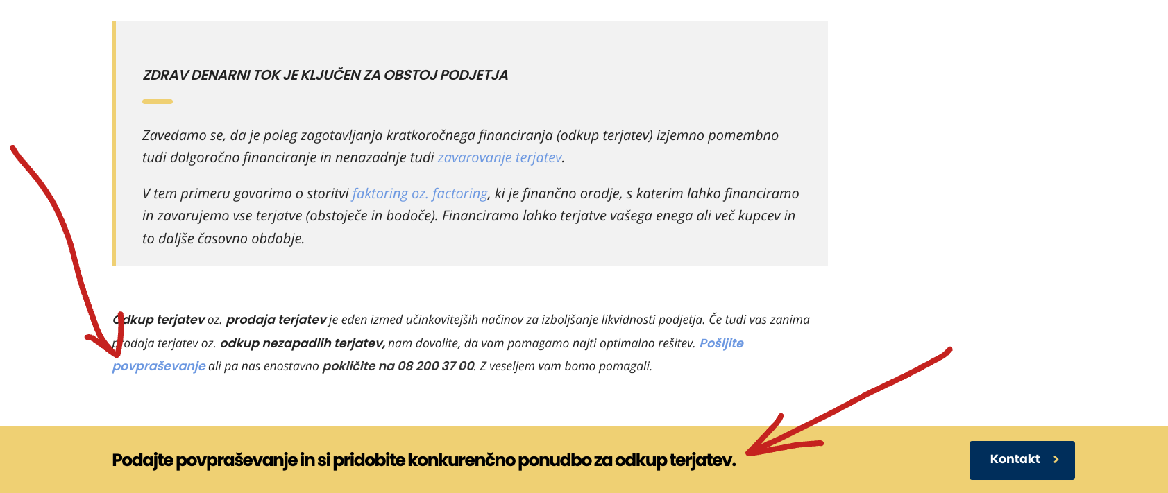 odkup nezapadlih terjatev - aida formula