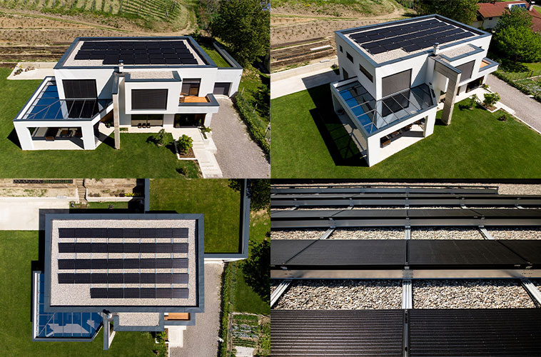 soncni paneli na strehi iz stirih perspektiv